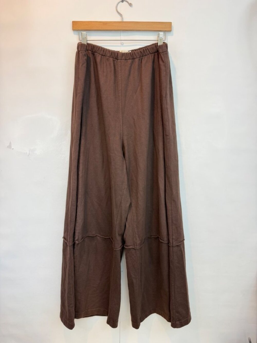 Bodil Women's Dark Brown Wide Leg Elastic Waist Pant Size XL Lagenlook Oversized